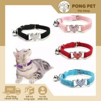 Vòng Cổ Mèo Có Chuông Trái Tim Lấp Lánh - Nhiều Màu Sang Chảnh